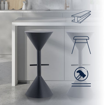 Chronos 29.75" Modern Industrial Iron Hourglass Backless Bar Stool with Foot Rest - JONATHAN Y
